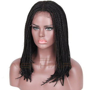 Synthetic Lace Front Wig Ombre Red Bob Black Hair Braided Black Wigs High Temperature Fiber - X-scape Store