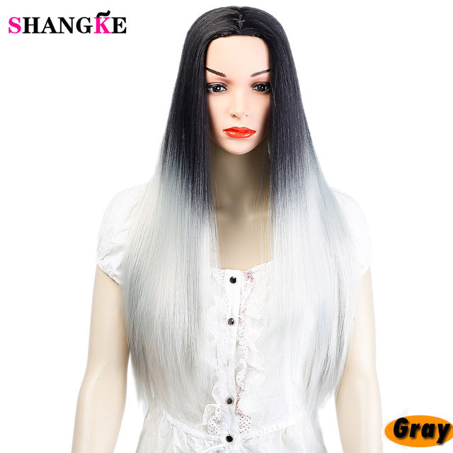 SHANGK Cosplay Wig Long Brown Ombre Wig Stright Wig Synthetic Heat Resistant 26inch Golden Beauty - X-scape Store
