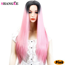 Load image into Gallery viewer, SHANGK Cosplay Wig Long Brown Ombre Wig Stright Wig Synthetic Heat Resistant 26inch Golden Beauty - X-scape Store