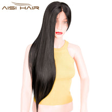 Load image into Gallery viewer, 26&quot;Long Straight Black Synthetic Lace Front Wig with Baby Hair - X-scape Store