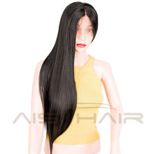 Load image into Gallery viewer, 26&quot;Long Straight Black Synthetic Lace Front Wig with Baby Hair - X-scape Store