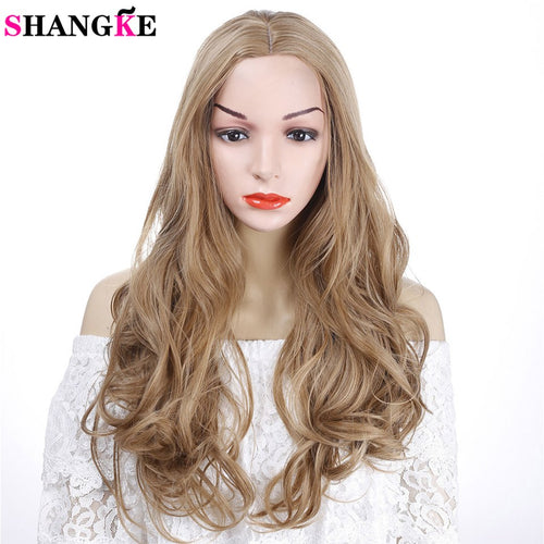 SHANGKE Golden Blonde Long Curly Wig Synthetic Cosplay Wig With Big Swap Bangs Drag Queen For Halloween Daily Use - X-scape Store