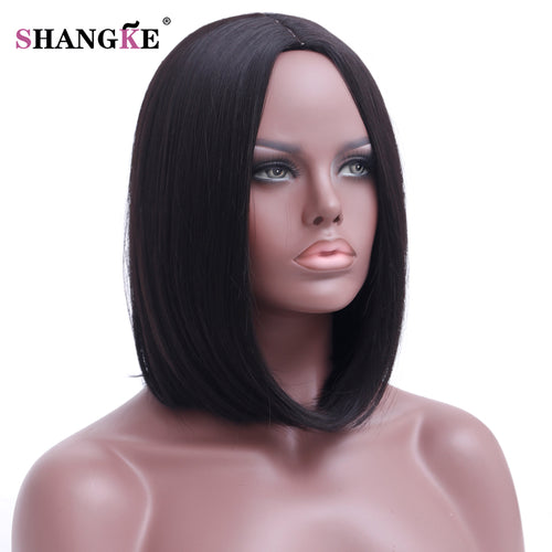 SHANGKE Hair Short Bob Black Wig Women Natural Synthetic Wigs For Women Heat Resistant Synthetic Bob Hair Women - X-scape Store