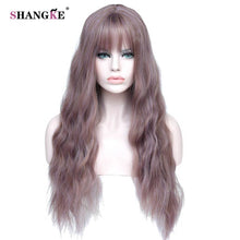Load image into Gallery viewer, SHANGKE 26&quot; Long Mix Purple Womens Wigs with Bangs Heat Resistant Synthetic Kinky Curly Wigs for Women African American - X-scape Store