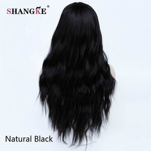 SHANGKE 26" Long Mix Purple Womens Wigs with Bangs Heat Resistant Synthetic Kinky Curly Wigs for Women African American - X-scape Store