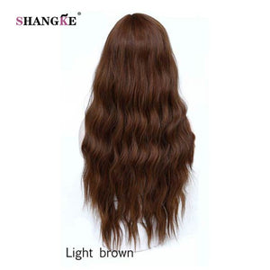 SHANGKE 26" Long Mix Purple Womens Wigs with Bangs Heat Resistant Synthetic Kinky Curly Wigs for Women African American - X-scape Store