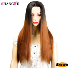 Load image into Gallery viewer, SHANGKE 22 inch Long Straight Black Wig Hairstyles Heat Resistant Synthetic Wigs For Women Long Female Wigs Women - X-scape Store