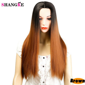 SHANGKE 22 inch Long Straight Black Wig Hairstyles Heat Resistant Synthetic Wigs For Women Long Female Wigs Women - X-scape Store
