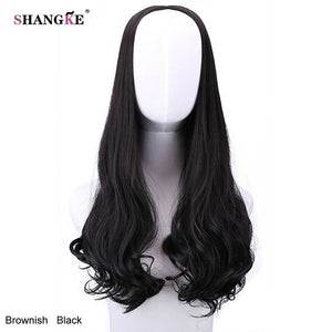 SHANGKE Long Black Half Wigs Women Natural Wavy Synthetic Half Wigs For Women Natural Hairpieces Heat Resistant Hair - X-scape Store