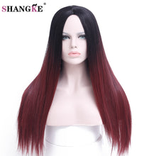 Load image into Gallery viewer, SHANGKE Hair 24&#39;&#39; Long Ombre Wig  Ombre Burgundy Synthetic Wigs For  Women Long Straight Wigs Women Natural Female Wig - X-scape Store