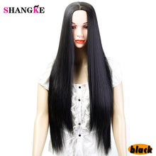 Load image into Gallery viewer, SHANGK Long Straight Ombre Pink Heat Resistant Synthetic Two Tone Wigs For Women 26 inch - X-scape Store
