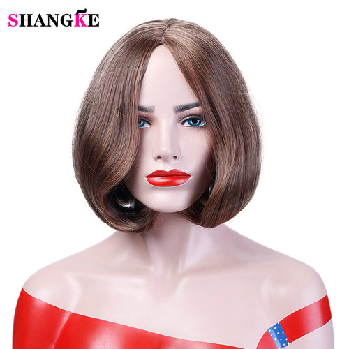 12'' Brown Bob Wig Short Synthetic Wigs Heat Resistant Straight Hair Costume - X-scape Store