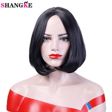 Load image into Gallery viewer, 12&#39;&#39; Brown Bob Wig Short Synthetic Wigs Heat Resistant Straight Hair Costume - X-scape Store