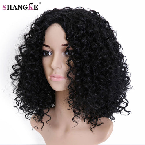 SHANGKE HAIR Afro Kinky Wig Curly Synthetic Wigs For  Women Heat Resistant Female Wigs Women Natural Looking African Wigs - X-scape Store