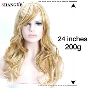 SHANGKE 26'' Long Wavy Blonde Wigs Blonde Heat Resistant Synthetic Female Wigs For  White Women Fake Hair Pieces - X-scape Store