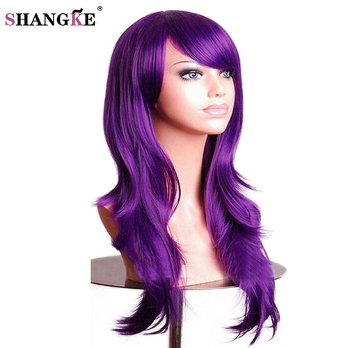 SHANGKE Long Kinky Curly Wigs Synthetic Fibre Purple Cosplay Wig - X-scape Store