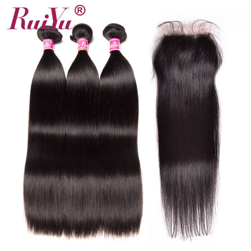 Indian Straight Hair 3 Bundles With Closure 100% Human Hair Weave - X-scape Store
