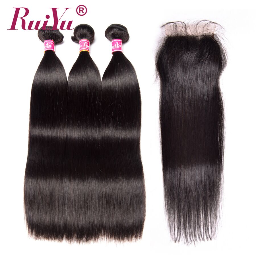 Indian Straight Hair 3 Bundles With Closure 100% Human Hair Weave - X-scape Store