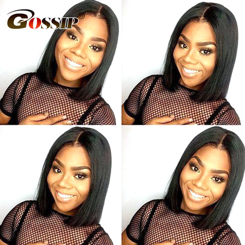 Indian Remy Hair Straight Short Wigs Lace Front Human Hair Bob Wigs 6