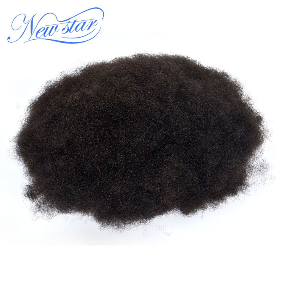 Afro Kinky Curly Men's Toupee 8 Inches Hair Replacement System 100% Remy Human Hair Piece