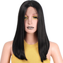 Load image into Gallery viewer, 26&quot;Long Straight Black Synthetic Lace Front Wig with Baby Hair - X-scape Store