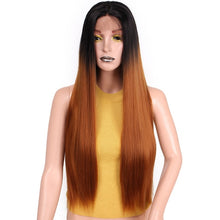 Load image into Gallery viewer, 26&quot;Long Straight Black Synthetic Lace Front Wig with Baby Hair - X-scape Store