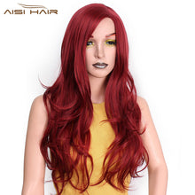 Load image into Gallery viewer, Long Red Wavy Wigs Natural Black Wave Synthetic Heat Resistant Fiber Hair - X-scape Store