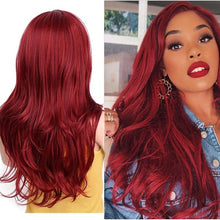 Load image into Gallery viewer, Long Red Wavy Wigs Natural Black Wave Synthetic Heat Resistant Fiber Hair - X-scape Store