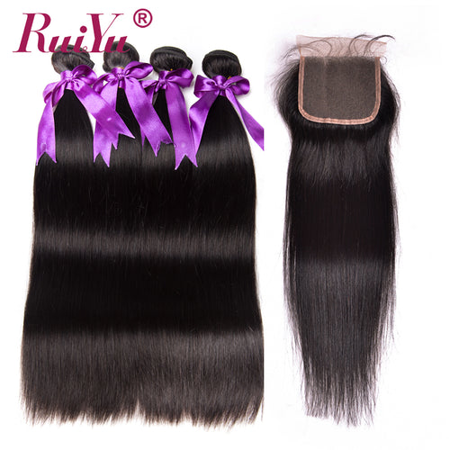 Indian Human Hair Bundles With Closure Straight Hair Extensions - X-scape Store