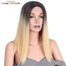 Load image into Gallery viewer, Synthetic Straight Front Lace Wigs 14 inch Ombre Blonde Brown Wig - X-scape Store