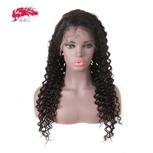 Remy Human Brazilian Deep Wave Full Lace Wigs With Pre Plucked Hairline - X-scape Store