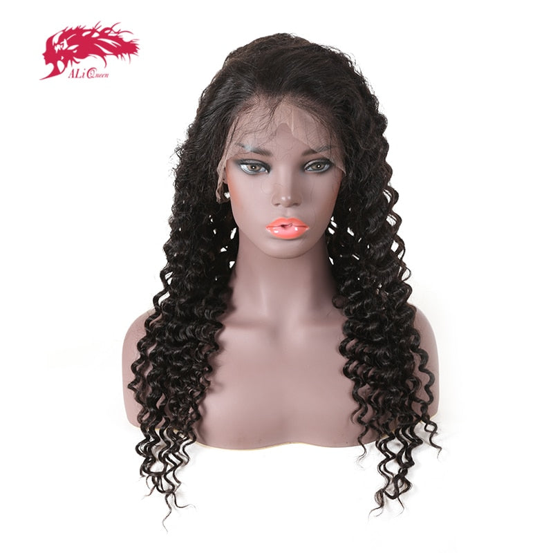Remy Human Brazilian Deep Wave Full Lace Wigs With Pre Plucked Hairline - X-scape Store
