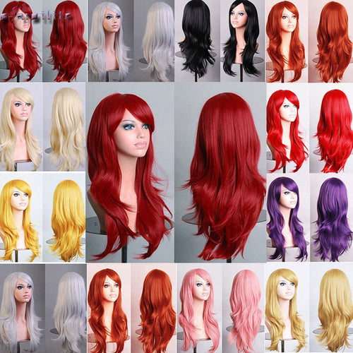 S-noilite 56CM Loose Wave Synthetic Wigs for black women Cosplay wig Blonde Blue Red Pink Grey Purple Hair for human party - X-scape Store