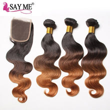 Load image into Gallery viewer, Ombre Body Wave Brazilian Human Hair Bundles With Closure Blonde - X-scape Store