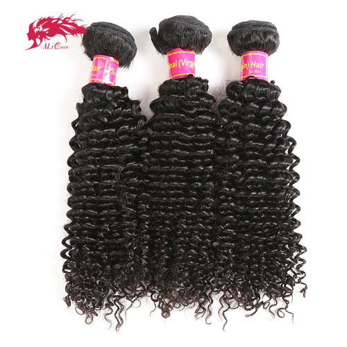 Kinky Curly Brazilian Virgin Hair Weft 3 Bundle Deal Natural Color 100% Human Hair Weaving