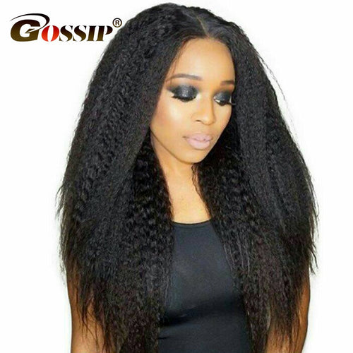 Indian Kinky Straight Hair Full Lace Human Hair Wigs Pre Plucked Black Wig - X-scape Store