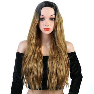 Long Wavy Ombre Synthetic Wig Heat Resistant Deep Wave Hair Wig - X-scape Store