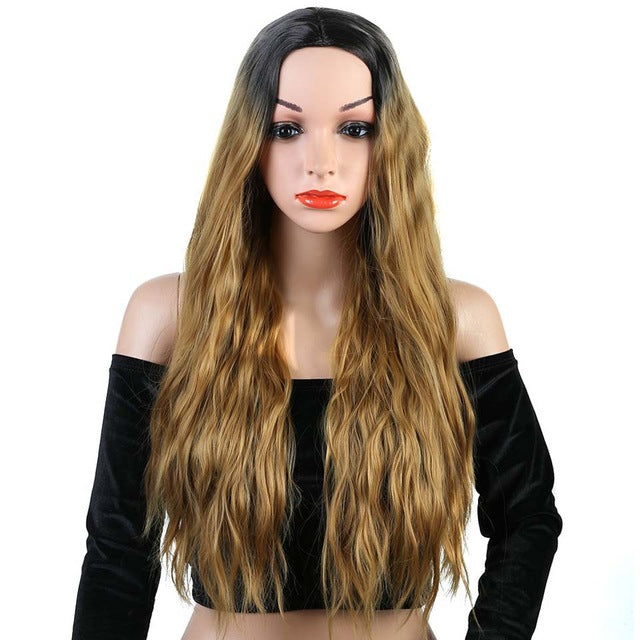 Long Wavy Ombre Synthetic Wig Heat Resistant Deep Wave Hair Wig - X-scape Store