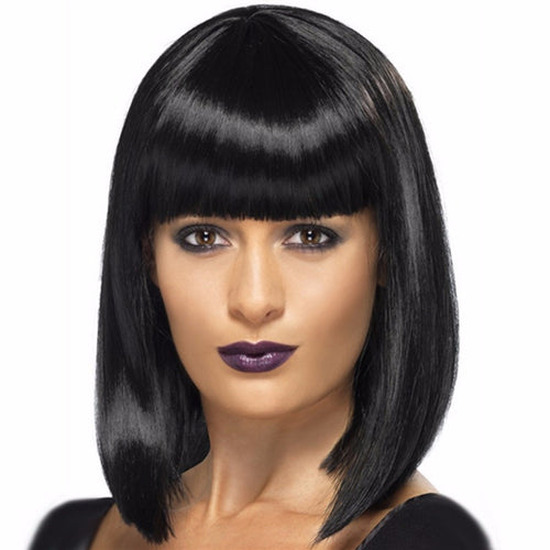 Natural Short Bob Wig Heat Resistant Synthetic Hair Women Bobo Wigs Jet-black